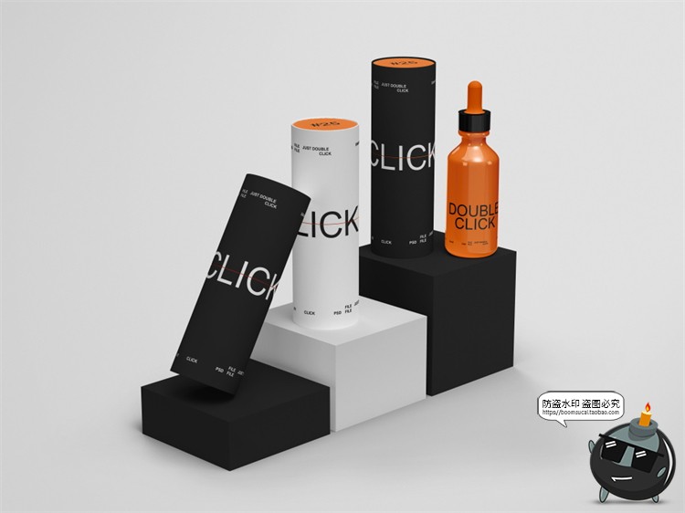 图片[2]-潮物玻璃精油分装滴管瓶纸筒产品包装效果图展示样机PSD模板素材-设计猿