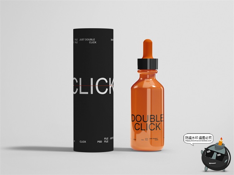 图片[3]-潮物玻璃精油分装滴管瓶纸筒产品包装效果图展示样机PSD模板素材-设计猿