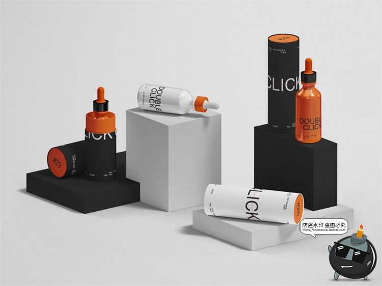 图片[6]-潮物玻璃精油分装滴管瓶纸筒产品包装效果图展示样机PSD模板素材-设计猿