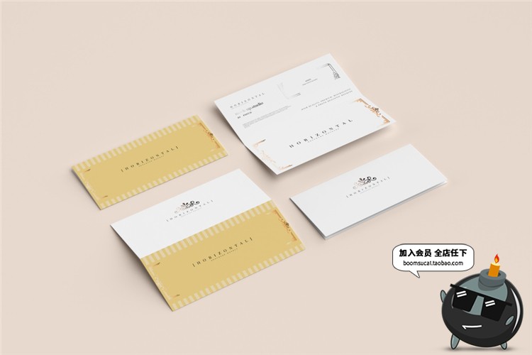 图片[5]-对折页邀请函横版卡片纸请柬提案智能贴图样机PSD模板PS设计素材-设计猿