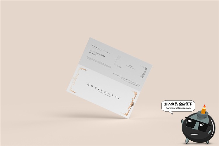 图片[6]-对折页邀请函横版卡片纸请柬提案智能贴图样机PSD模板PS设计素材-设计猿