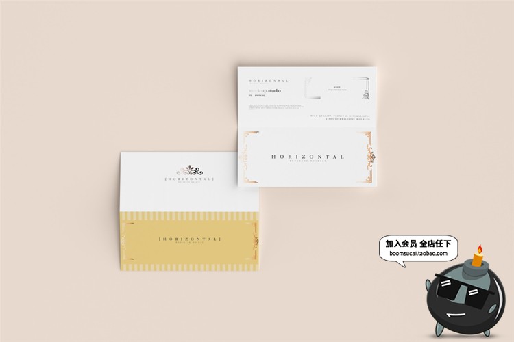 图片[7]-对折页邀请函横版卡片纸请柬提案智能贴图样机PSD模板PS设计素材-设计猿