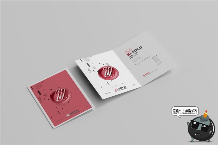 图片[2]-A4卡纸对折页宣传单册VI效果展示PSD智能贴图样机模板PS设计素材-设计猿