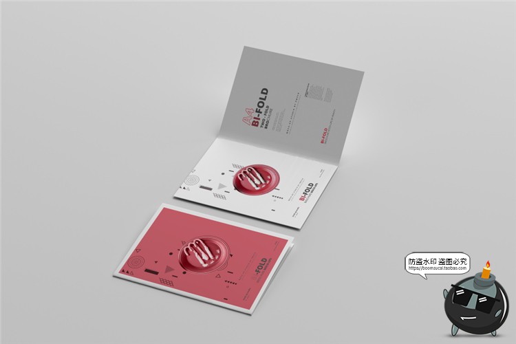 图片[6]-A4卡纸对折页宣传单册VI效果展示PSD智能贴图样机模板PS设计素材-设计猿