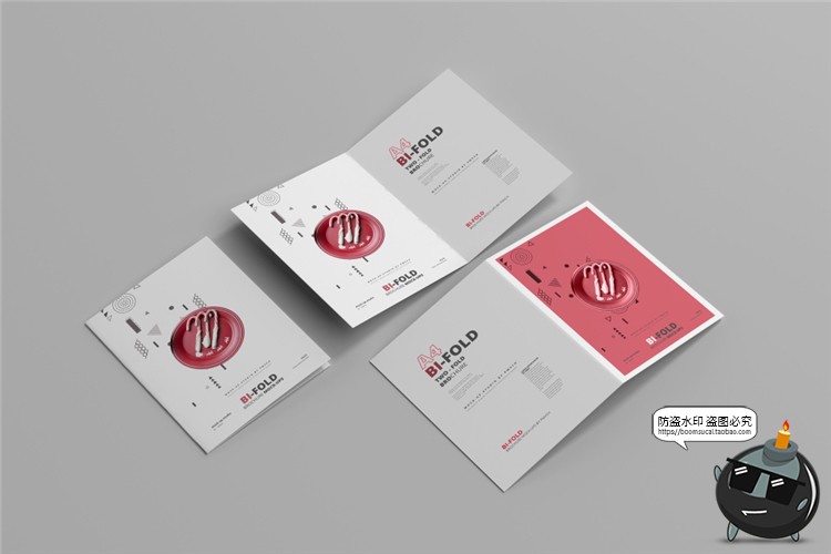 图片[7]-A4卡纸对折页宣传单册VI效果展示PSD智能贴图样机模板PS设计素材-设计猿