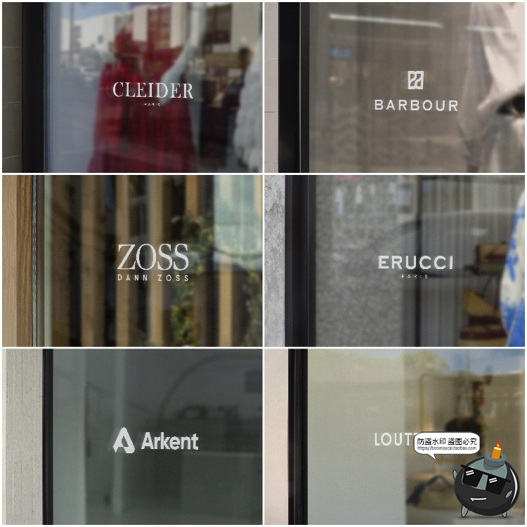 图片[1]-店铺商场门头咖啡馆玻璃墙反光门窗LOGO展示效果PSD模板样机素材-设计猿