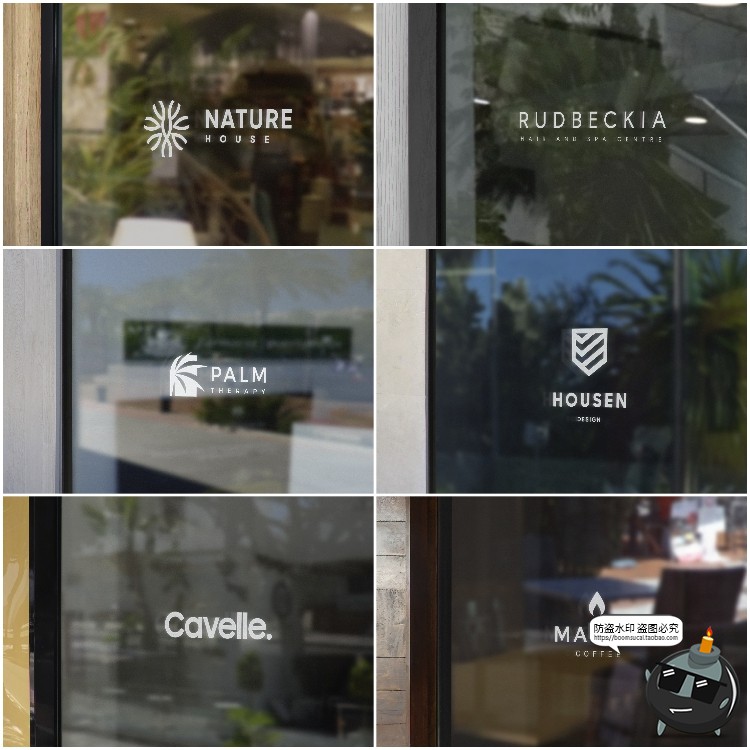 图片[2]-店铺商场门头咖啡馆玻璃墙反光门窗LOGO展示效果PSD模板样机素材-设计猿