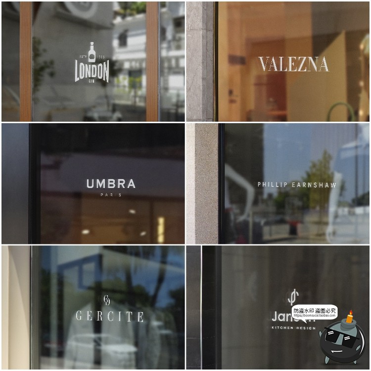 图片[3]-店铺商场门头咖啡馆玻璃墙反光门窗LOGO展示效果PSD模板样机素材-设计猿