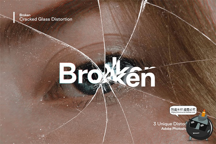 图片[1]-玻璃破碎碎片破损破洞折射视觉海报特效mockups样机PSD模版PS素材-设计猿