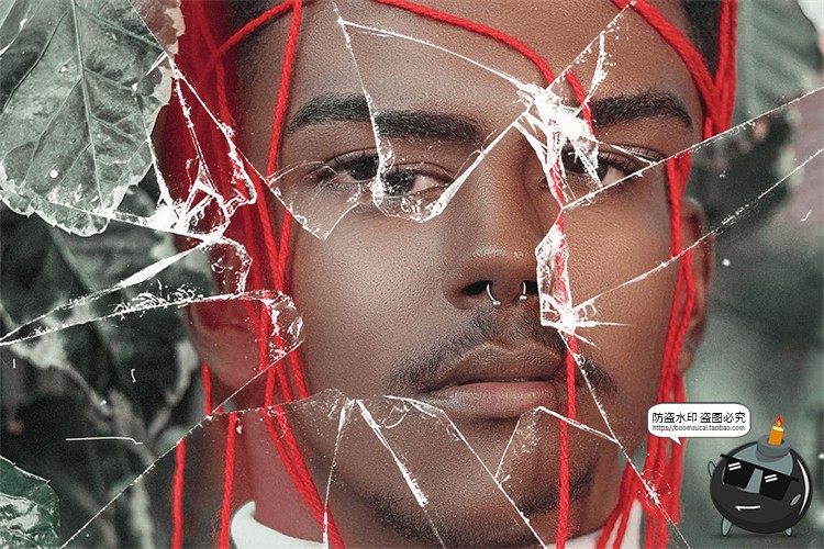 图片[2]-玻璃破碎碎片破损破洞折射视觉海报特效mockups样机PSD模版PS素材-设计猿