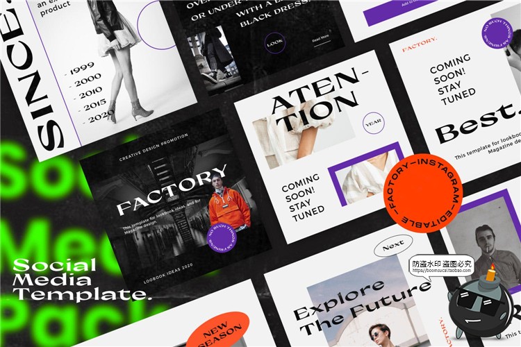 欧美现代时尚品牌宣传广告海报故事贴图图文排版PSD模板PS素材-设计猿