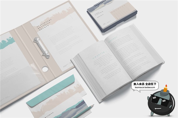 图片[5]-房地产文具品牌设计VI提案文创样机贴图展示模型PSD模板PS素材-设计猿