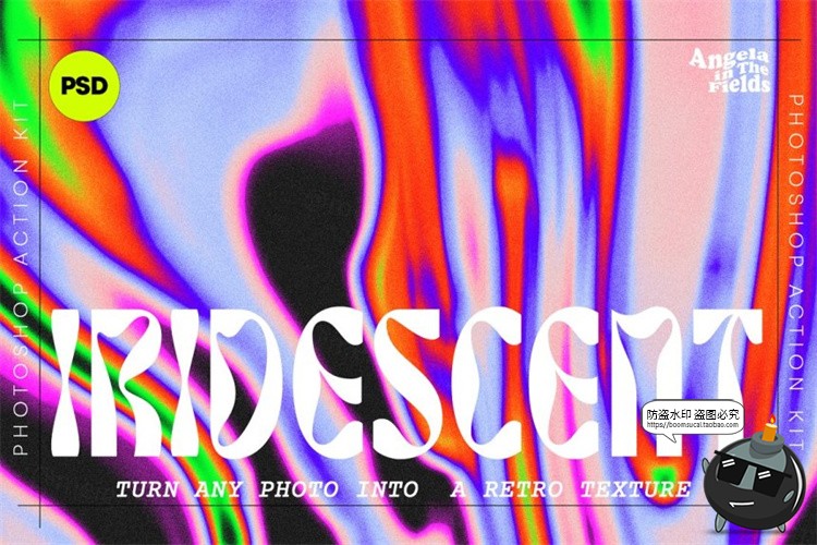 图片[1]-新复古未来酸性艺术迷幻全息渐变纹理效果生成样机PSD模板PS素材-设计猿
