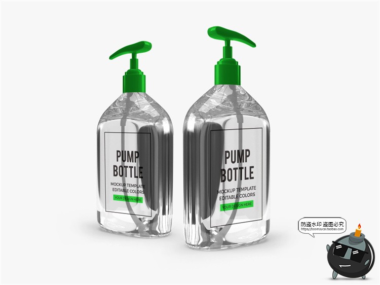 洗手液消毒液日化品按压瓶智能贴图模型mockups样机PSD模板PS素材-设计猿