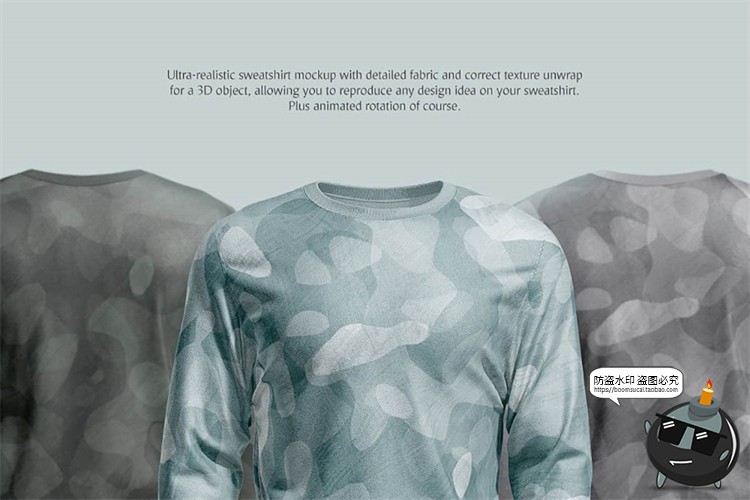 图片[2]-3D动态运动衫长袖休闲服装智能贴图效果展示样机PSD模板PS素材-设计猿