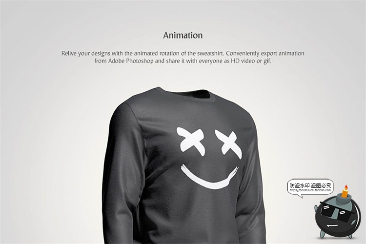 图片[3]-3D动态运动衫长袖休闲服装智能贴图效果展示样机PSD模板PS素材-设计猿