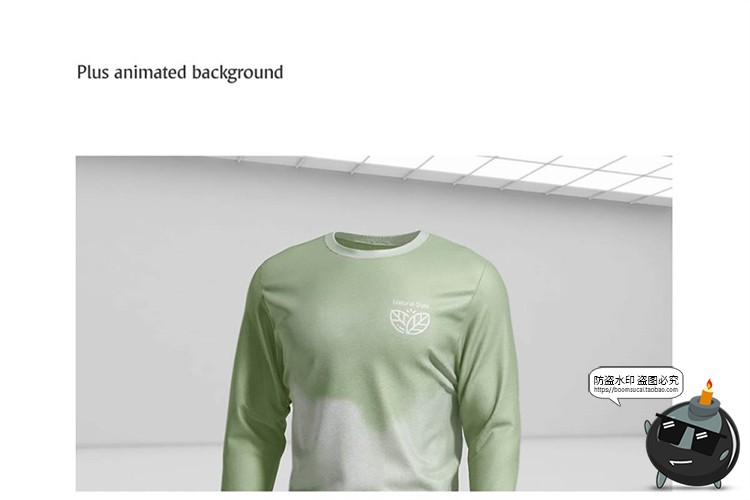 图片[6]-3D动态运动衫长袖休闲服装智能贴图效果展示样机PSD模板PS素材-设计猿