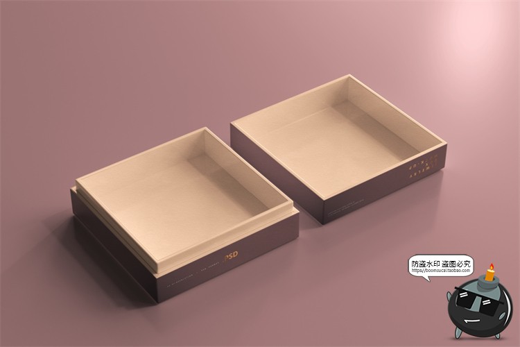 图片[1]-天地盖木质礼盒礼品包装盒子效果图智能贴图样机PSD模板PS素材-设计猿