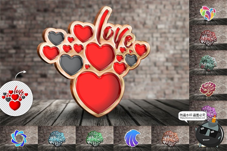 图片[1]-金属金边凹形徽章胸针标志图案纪念模型MOCKUPS样机PSD模板PS素材-设计猿