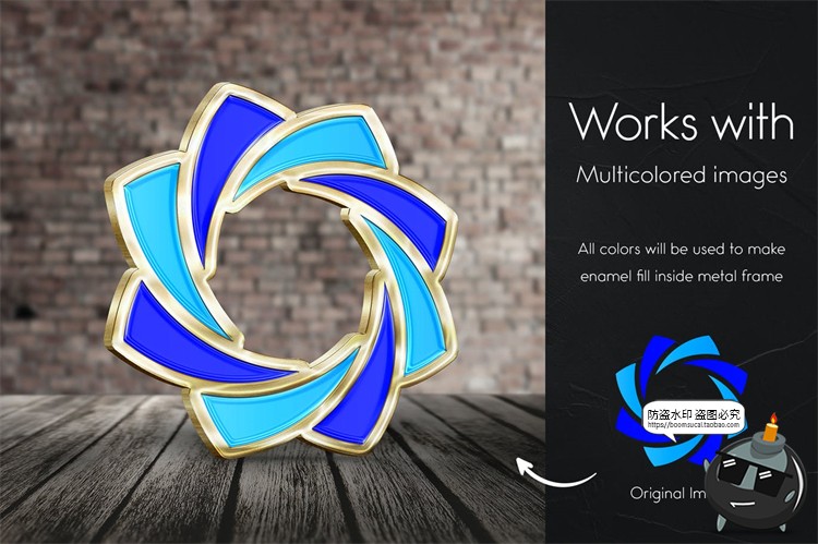 图片[2]-金属金边凹形徽章胸针标志图案纪念模型MOCKUPS样机PSD模板PS素材-设计猿