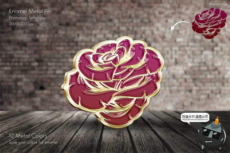 图片[5]-金属金边凹形徽章胸针标志图案纪念模型MOCKUPS样机PSD模板PS素材-设计猿