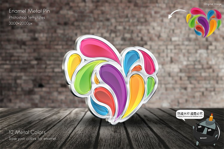 图片[7]-金属金边凹形徽章胸针标志图案纪念模型MOCKUPS样机PSD模板PS素材-设计猿