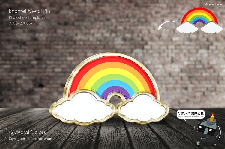 图片[10]-金属金边凹形徽章胸针标志图案纪念模型MOCKUPS样机PSD模板PS素材-设计猿