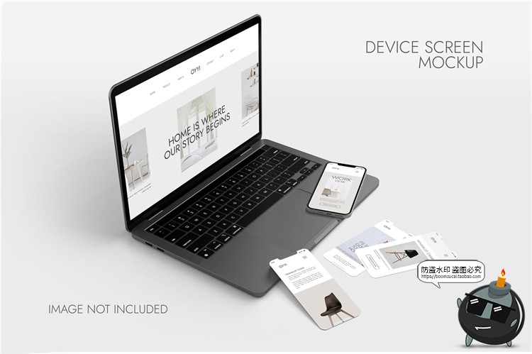 图片[1]-网页APP界面UI设备电脑笔记本屏幕作品集演示样机PSD模板PS素材-设计猿
