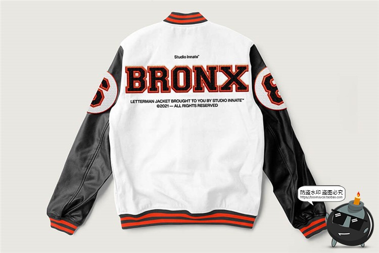 图片[2]-复古棒球服老式学院服橄榄球刺绣图案服装贴图样机PSD模板PS素材-设计猿