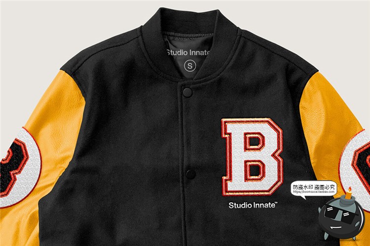 图片[3]-复古棒球服老式学院服橄榄球刺绣图案服装贴图样机PSD模板PS素材-设计猿