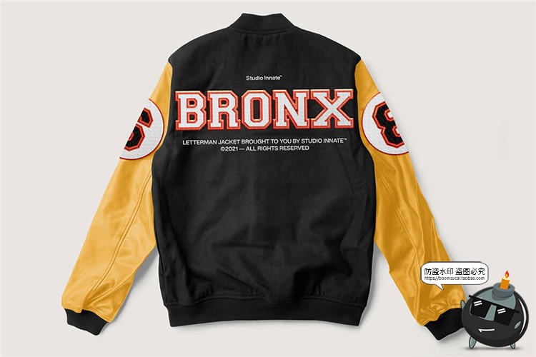 图片[4]-复古棒球服老式学院服橄榄球刺绣图案服装贴图样机PSD模板PS素材-设计猿