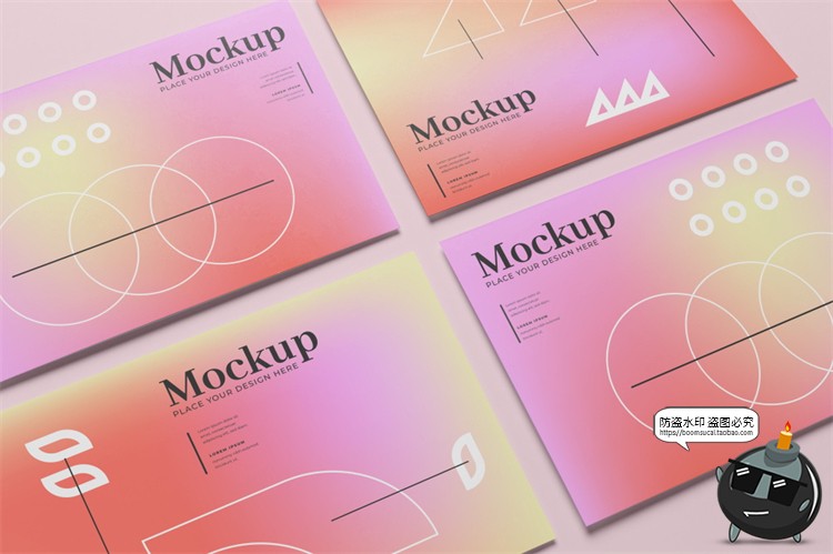 图片[4]-A4规格多角度海报传单纸张展示平铺渐变PS贴图样机PSD模板PS素材-设计猿