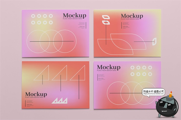图片[7]-A4规格多角度海报传单纸张展示平铺渐变PS贴图样机PSD模板PS素材-设计猿