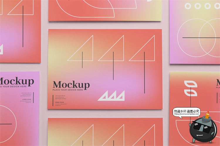 图片[9]-A4规格多角度海报传单纸张展示平铺渐变PS贴图样机PSD模板PS素材-设计猿