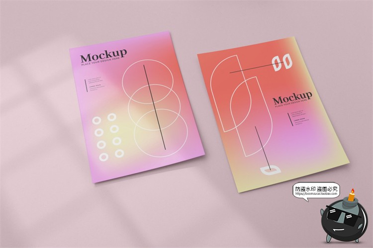 图片[12]-A4规格多角度海报传单纸张展示平铺渐变PS贴图样机PSD模板PS素材-设计猿
