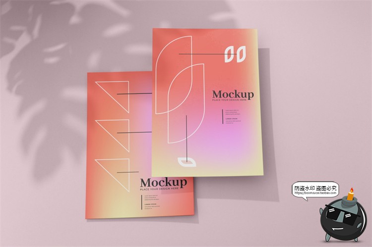 图片[14]-A4规格多角度海报传单纸张展示平铺渐变PS贴图样机PSD模板PS素材-设计猿