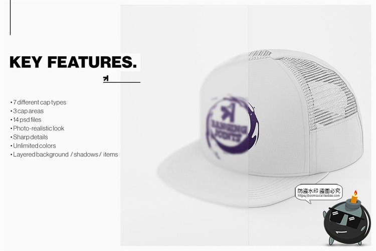 图片[2]-棒球帽帽子遮阳圆顶帽鸭舌帽贴图效果图展示vi样机PSD模板PS素材-设计猿