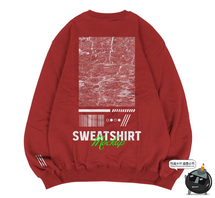 图片[2]-潮流街头圆领运动衫卫衣韩上衣长袖智能贴图展示样机PSD模板素材-设计猿