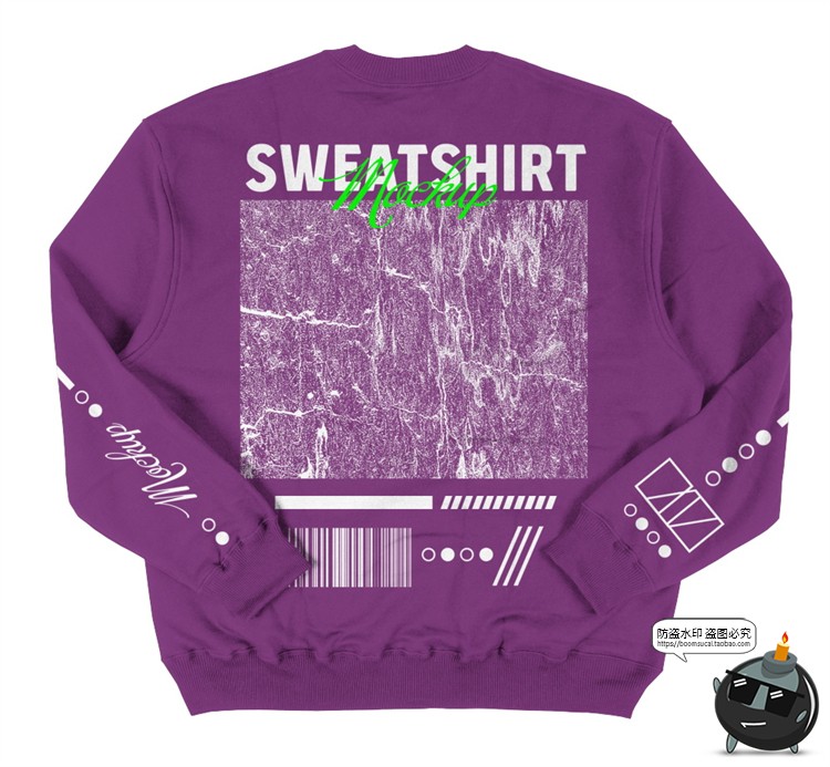 图片[4]-潮流街头圆领运动衫卫衣韩上衣长袖智能贴图展示样机PSD模板素材-设计猿