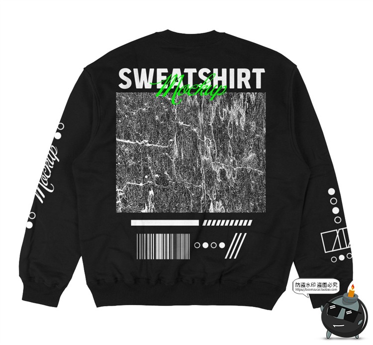 图片[5]-潮流街头圆领运动衫卫衣韩上衣长袖智能贴图展示样机PSD模板素材-设计猿