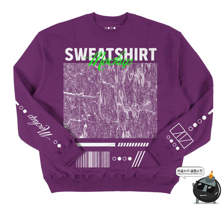 图片[7]-潮流街头圆领运动衫卫衣韩上衣长袖智能贴图展示样机PSD模板素材-设计猿