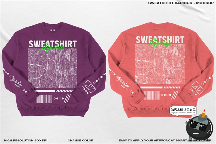 图片[11]-潮流街头圆领运动衫卫衣韩上衣长袖智能贴图展示样机PSD模板素材-设计猿