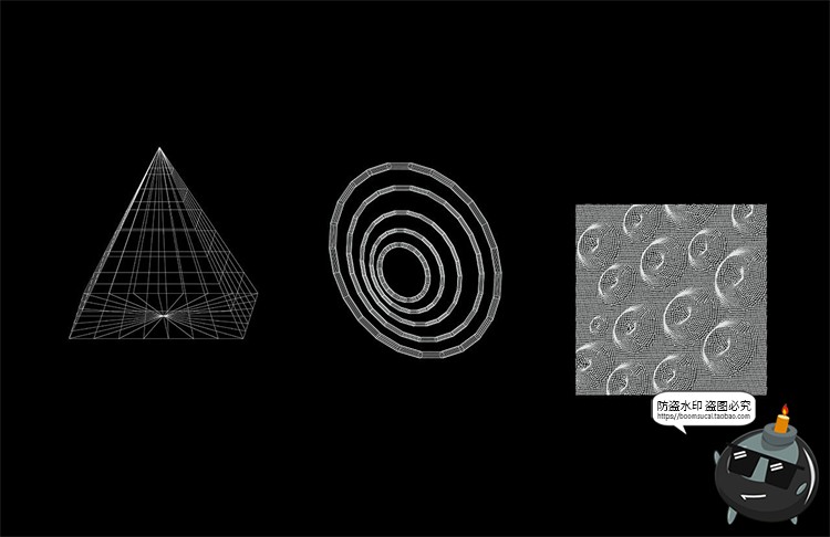 科幻网格线框图抽象3D几何科技概念形状立体装饰线条AI矢量素材-设计猿