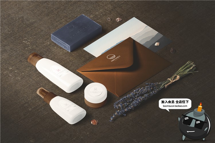 图片[12]-简约酒店床品清扫牌卫浴洗浴用品布草信封文具餐具VI样机PSD素材-设计猿