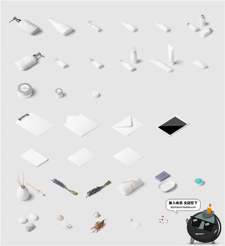 图片[17]-简约酒店床品清扫牌卫浴洗浴用品布草信封文具餐具VI样机PSD素材-设计猿