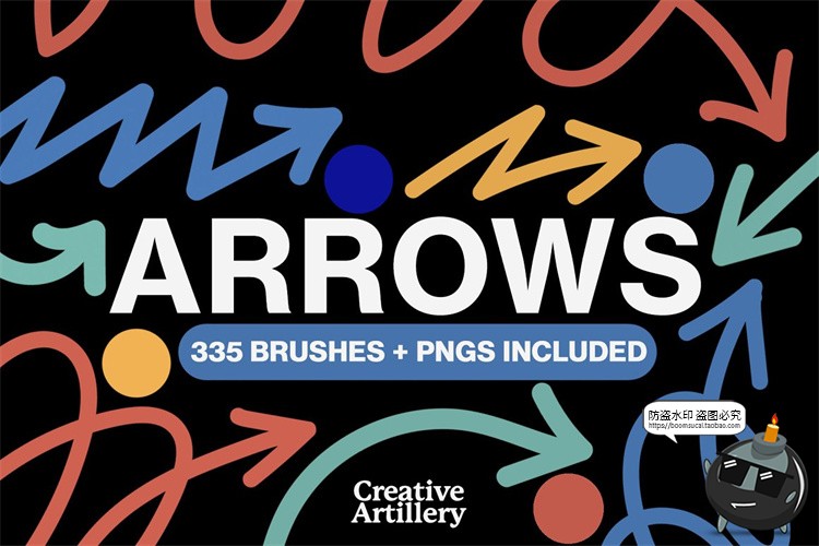 图片[1]-箭头飞箭涂鸦线条笔刷艺术绘画效果卡通ABR笔刷PNG免抠图PS素材-设计猿