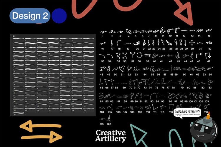 图片[3]-箭头飞箭涂鸦线条笔刷艺术绘画效果卡通ABR笔刷PNG免抠图PS素材-设计猿