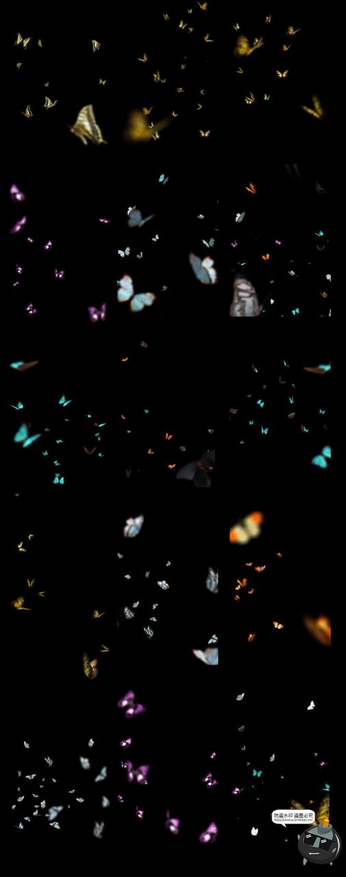 真实彩色蝴蝶飞舞满天特效照片叠层PNG免抠图后期合成PSD模板素材-设计猿