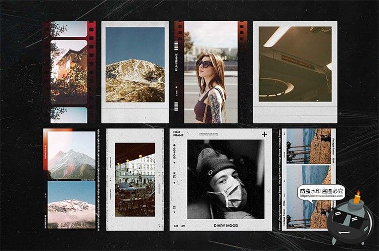 图片[3]-复古怀旧老照片胶卷电影胶片边框滤镜做旧贴图样机PSD模板PS素材-设计猿