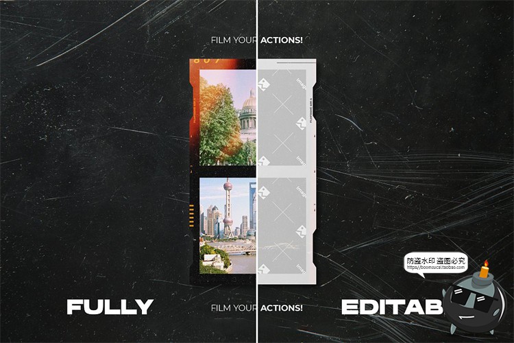 图片[4]-复古怀旧老照片胶卷电影胶片边框滤镜做旧贴图样机PSD模板PS素材-设计猿